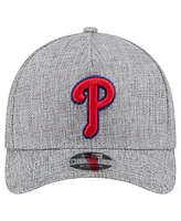 New Era Men's Gray Philadelphia Phillies Cotton Weave M-Crown A-Frame 9FORTY Adjustable Hat