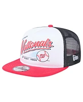 New Era Men's White/Red Washington Nationals Retro Script Trucker 9FIFTY Snapback Hat