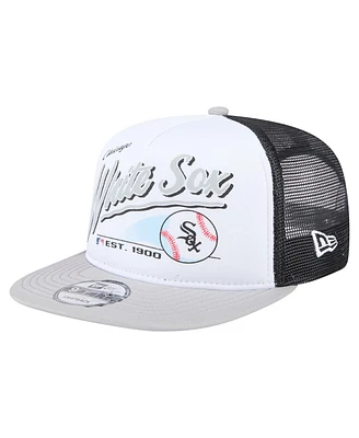 New Era Men's White/Gray Chicago White Sox Retro Script Trucker 9FIFTY Snapback Hat
