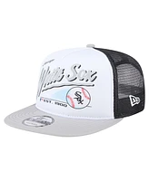 New Era Men's White/Gray Chicago White Sox Retro Script Trucker 9FIFTY Snapback Hat