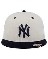New Era Men's Cream/Navy York Yankees Two-Tone Corduroy 59FIFTY Fitted Hat
