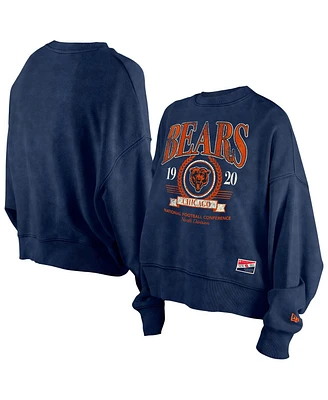 New Era Women's Navy Chicago Bears Throwback Boxy Sweatshirt