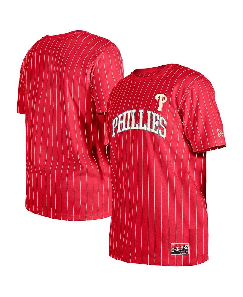 New Era Men's Red Philadelphia Phillies Throwback Pinstripe T-Shirt