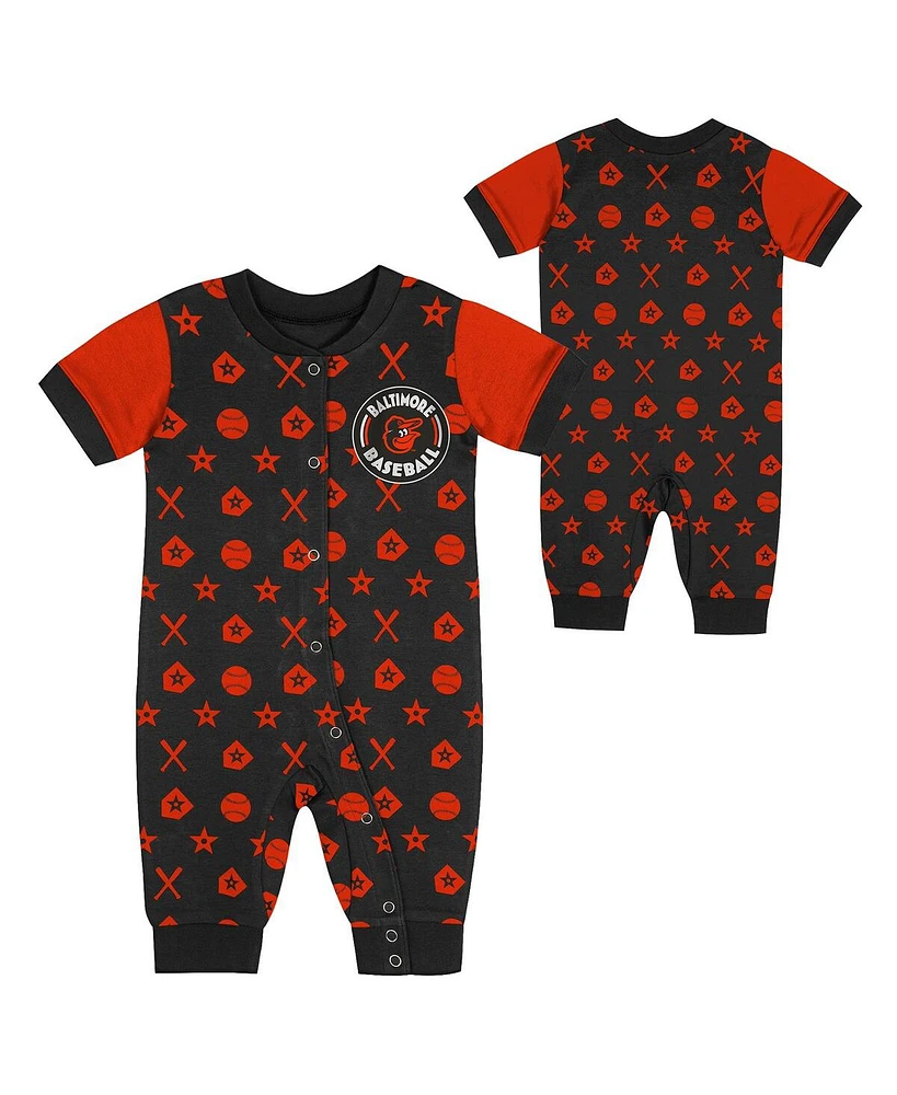 Outerstuff Newborn Black Baltimore Orioles Hard 90 Coveralls Shorts