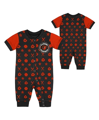 Outerstuff Newborn Black Baltimore Orioles Hard 90 Coveralls Shorts