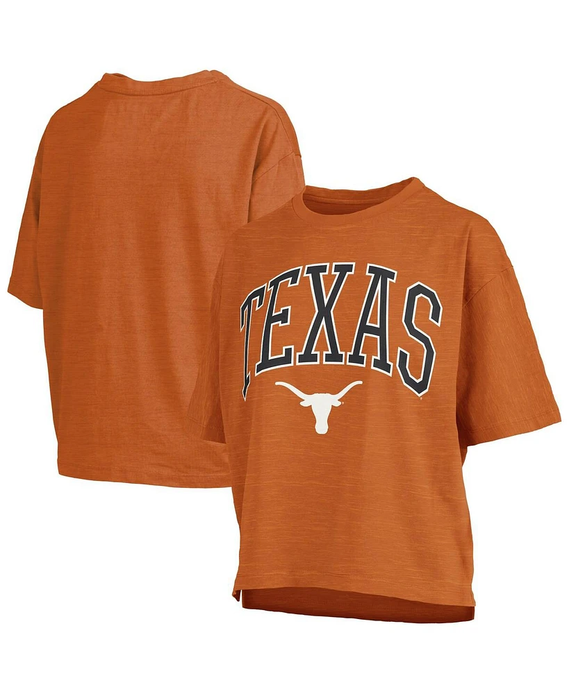 Pressbox Women's Texas Longhorns Nelson Arch Over Logo Waist Length Oversized Slub T-Shirt