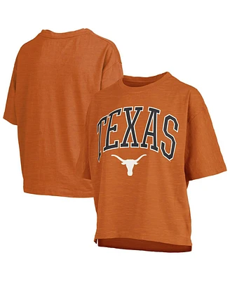 Pressbox Women's Texas Longhorns Nelson Arch Over Logo Waist Length Oversized Slub T-Shirt
