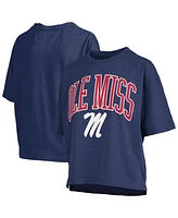 Pressbox Women's Navy Ole Miss Rebels Nelson Arch Over Logo Waist Length Oversized Slub T-Shirt