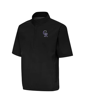 Antigua Men's Black Colorado Rockies Brisk Quarter-Zip Wind Shirt