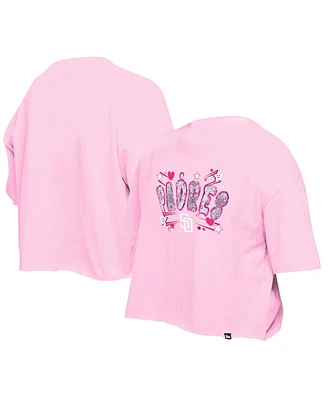 New Era Big Girls Light Pink San Diego Padres Flip Sequin Team T-Shirt