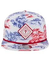 New Era Men's White Philadelphia Phillies Printed Island Golfer Snapback Hat