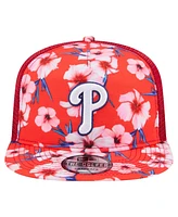 New Era Men's Red Philadelphia Phillies Adventure Pattern Golfer Trucker Snapback Hat