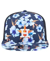 New Era Men's Navy Houston Astros Adventure Pattern Golfer Trucker Snapback Hat