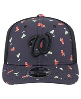 New Era Men's Black Washington Nationals Adventure Drinks Pattern 9SEVENTY Stretch-Snap Hat