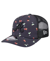 New Era Men's Black Atlanta Braves Adventure Drinks Pattern 9SEVENTY Stretch-Snap Hat