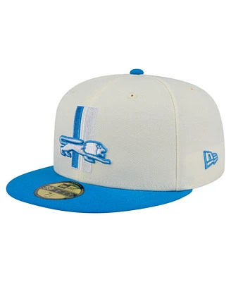 New Era Men's White/Blue Detroit Lions Throwback Main 59FIFTY Fitted Hat
