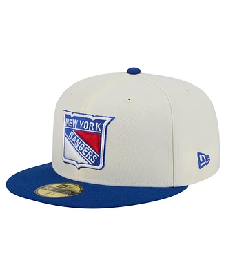 New Era Men's White York Rangers Chrome Two-Toned 59FIFTY Fitted Hat