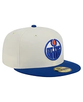 New Era Men's White Edmonton Oilers Chrome Two-Toned 59FIFTY Fitted Hat