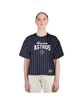 New Era Women's Navy Houston Astros 2025 City Connect Boxy Pinstripe T-Shirt