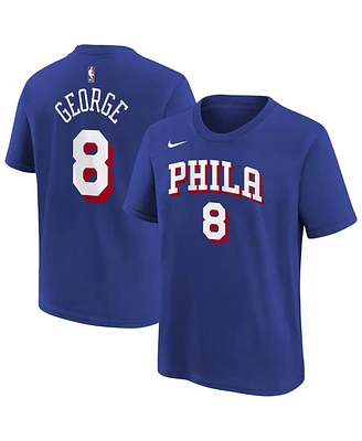 Nike Big Boys and Girls Paul George Royal Philadelphia 76ers Icon Name Number T-Shirt