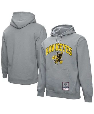 Mitchell & Ness Men's Heather Gray Iowa Hawkeyes Classic Arch Pullover Hoodie