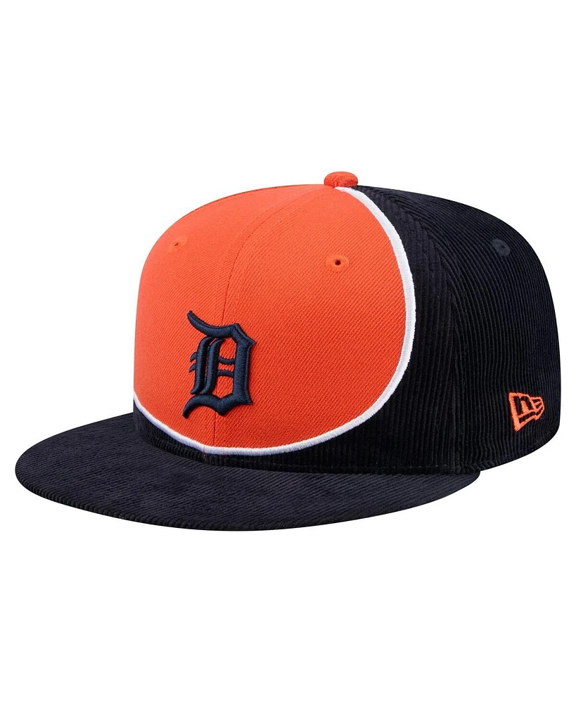 New Era Men's Navy/Orange Detroit Tigers Retro Split Corduroy Snapback Hat