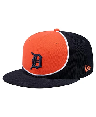 New Era Men's Navy/Orange Detroit Tigers Retro Split Corduroy Snapback Hat
