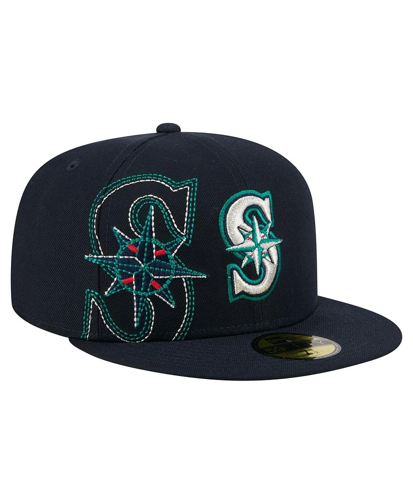 New Era Men's Navy Seattle Mariners Yarn Stitch 59FIFTY Fitted Hat