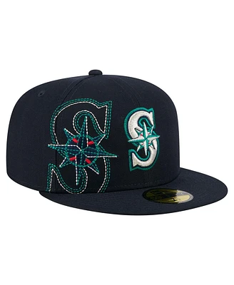 New Era Men's Navy Seattle Mariners Yarn Stitch 59FIFTY Fitted Hat