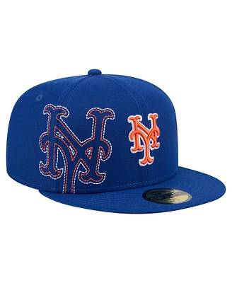 New Era Men's Royal New York Mets Yarn Stitch 59FIFTY Fitted Hat