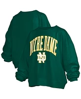 Pressbox Women's Green Notre Dame Fighting Irish Janise Arch Over Logo Waist Length Oversized Pullover Sweatshirt