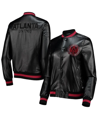 The Wild Collective Women's Black Atlanta United Fc Full-Snap Bomber Jacket