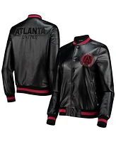 The Wild Collective Women's Black Atlanta United Fc Full-Snap Bomber Jacket