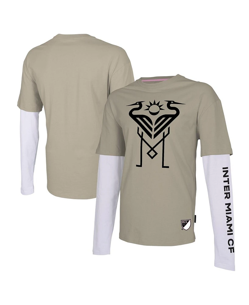 Stadium Essentials Men's Tan Inter Miami Cf Status Long Sleeve T-Shirt