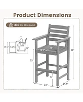 Patio Hdpe Adirondack Bar Chairs Set of 2 with Wide Armrests