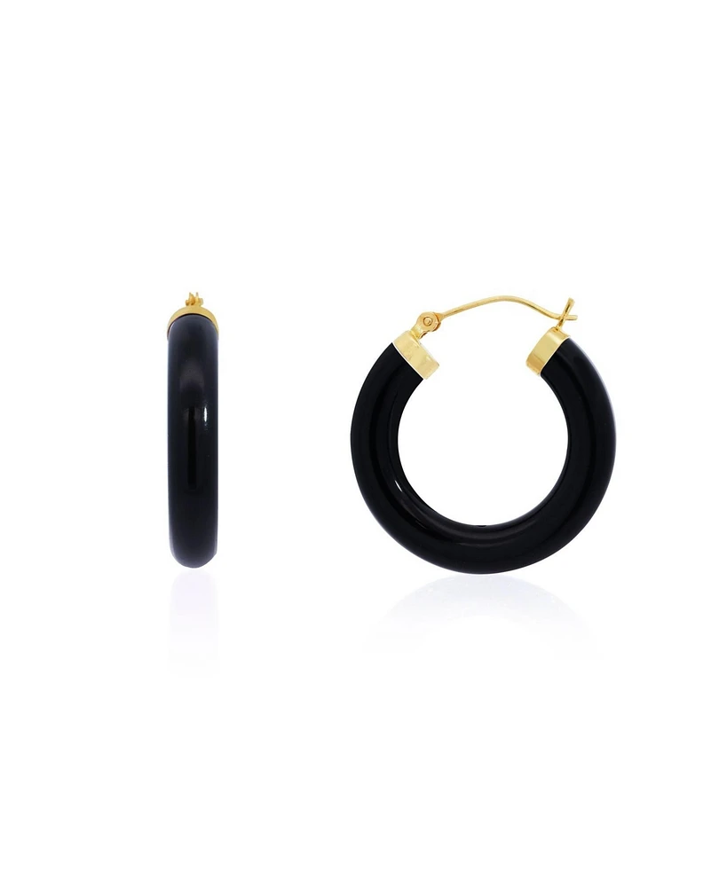 The Lovery Onyx Hoop Earrings 25 millimeters