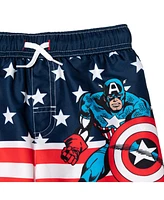 Avengers Toddler Boys Captain America Upf 50+ Rash Guard and Swim Trunks Outfit Set