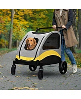 Bingopaw 4 Wheel Foldable Pet Travel Stroller With Basket