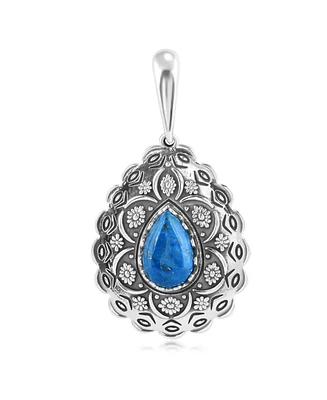 Sterling Silver Denim Lapis Pear Pendant Enhancer