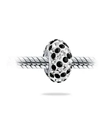 Bling Jewelry Set of 2 Solid Stripe Pave Crystal Bead Charm for European Bracelet Sterling Silver Core