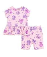 Paw Patrol Girls Skye Ribbed Peplum T-Shirt and Shorts Outfit Set