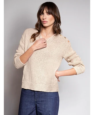 Celtic & Co. Women's Slub Knit Button Detail Sweater
