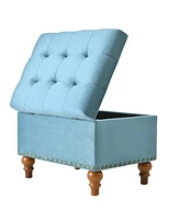 Upholstered Tufted Ottoman with Storage Nailhead Trim Bench Footstool for Living Room Bedroom Entryway Multi Purpose Easy Assembly-The Pop Home