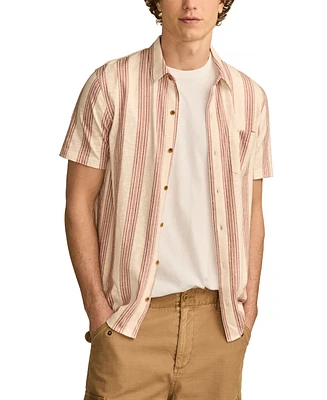Lucky Brand Men's Linen Short Sleeve Ombre Stripe Shirt