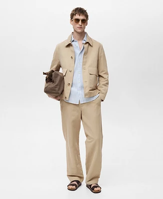 Mango Men's Pocket Cotton-Linen Jacket