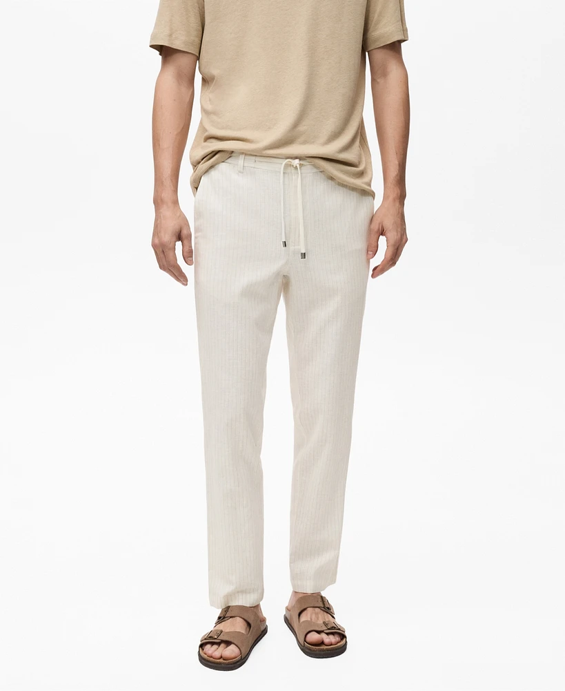 Mango Men's Pinstripe Linen Pants
