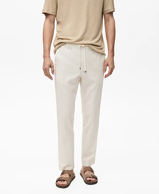 Mango Men's Pinstripe Linen Pants