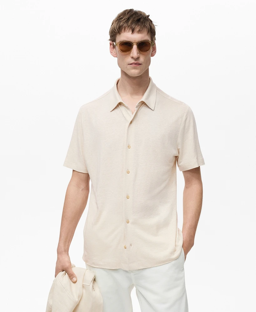 Mango Men's Regular-Fit Linen-Blend Shirt