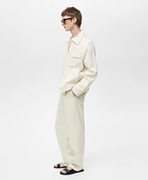 Mango Men's Regular-Fit Pleated Cotton-Linen Jeans