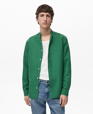 Mango Men's Mao Collar Linen Shirt